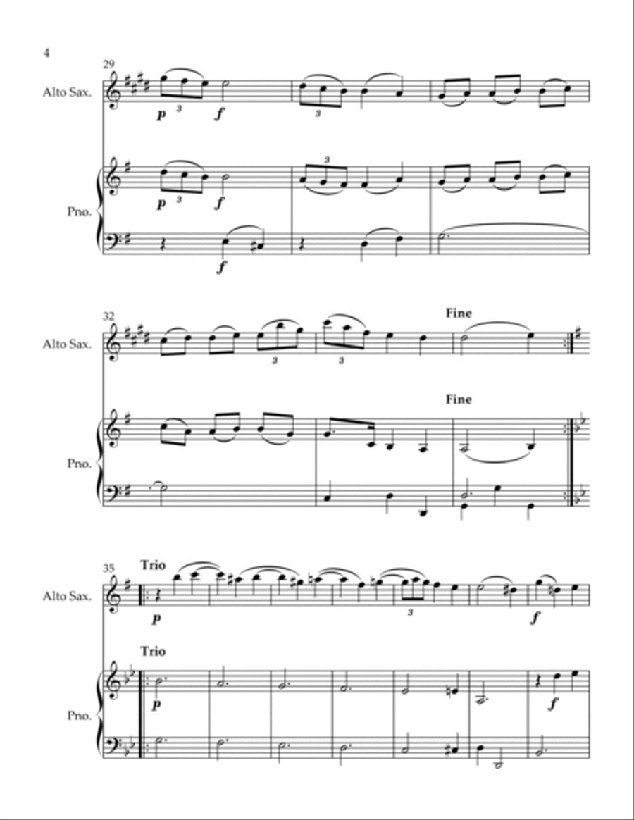 Menuet and Trio Menuet and Trio Alto Saxophone scores gallery preview page 4