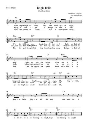 Jingle Bells (Christmas Song) Lead Sheet in Ab Major