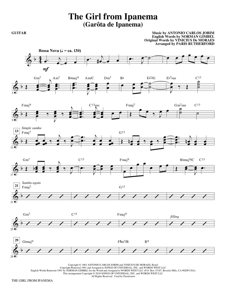The Girl From Ipanema - Guitar Choir scores gallery preview page 1