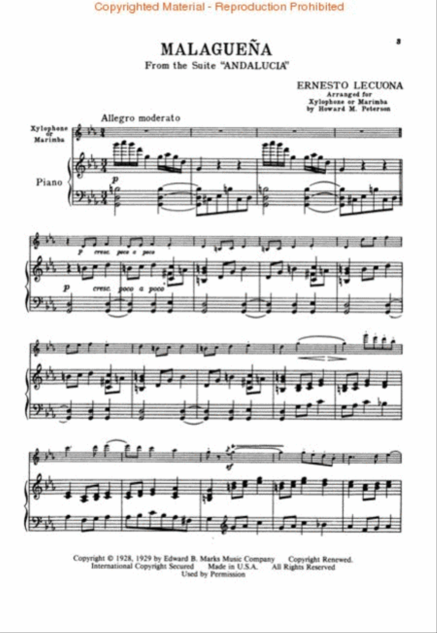 Malaguena - Percussion/Piano/Xylophone/Marimba