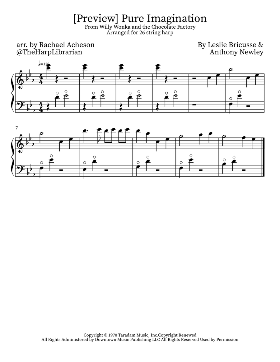 Pure Imagination Celtic Harp scores gallery preview page 1