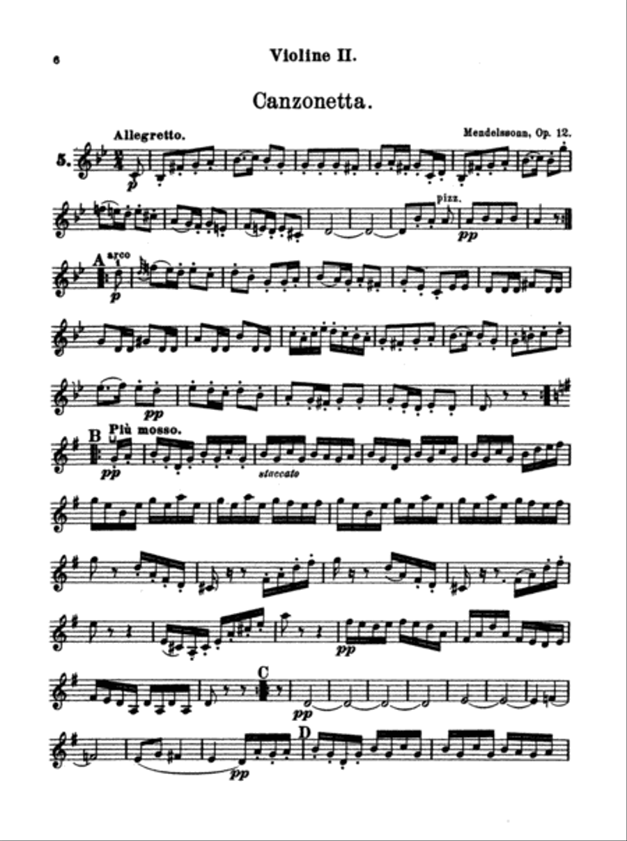 Album of Easy String Quartets, Volume I (Pieces by Bach, Haydn, Mozart, Beethoven, Schumann, Mendelssohn, and others): 2nd Violin String Quartet scores gallery preview page 6