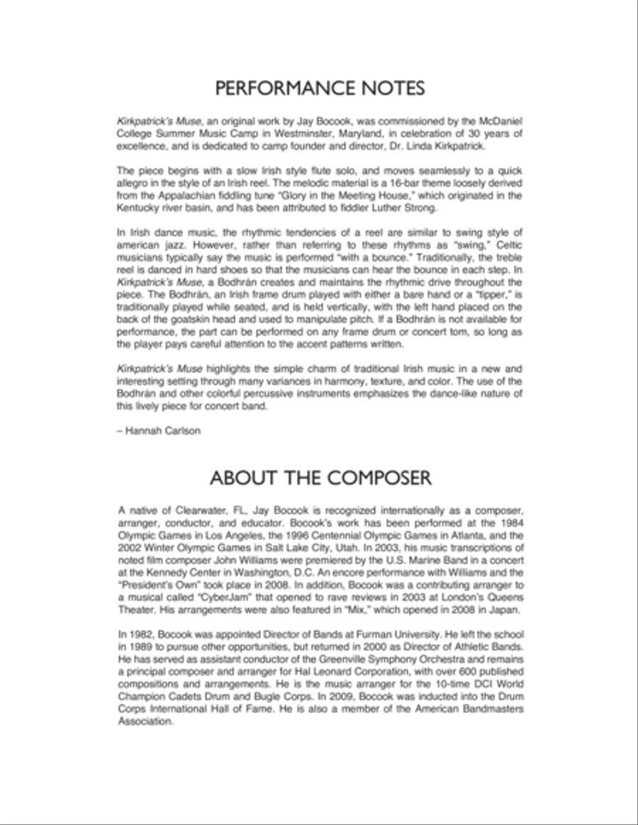 Kirkpatrick's Muse - Conductor Score (Full Score) Concert Band scores gallery preview page 2
