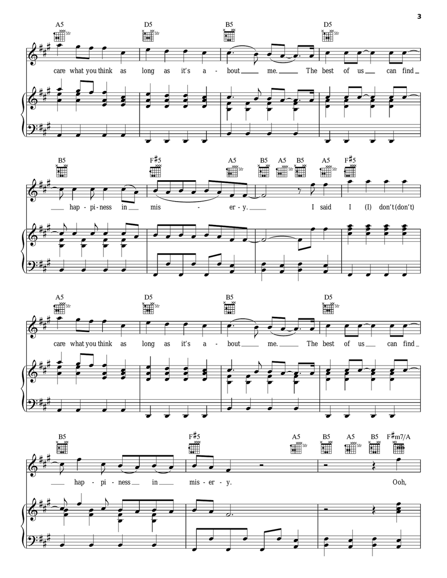 I Don't Care Piano, Vocal, Guitar scores gallery preview page 3