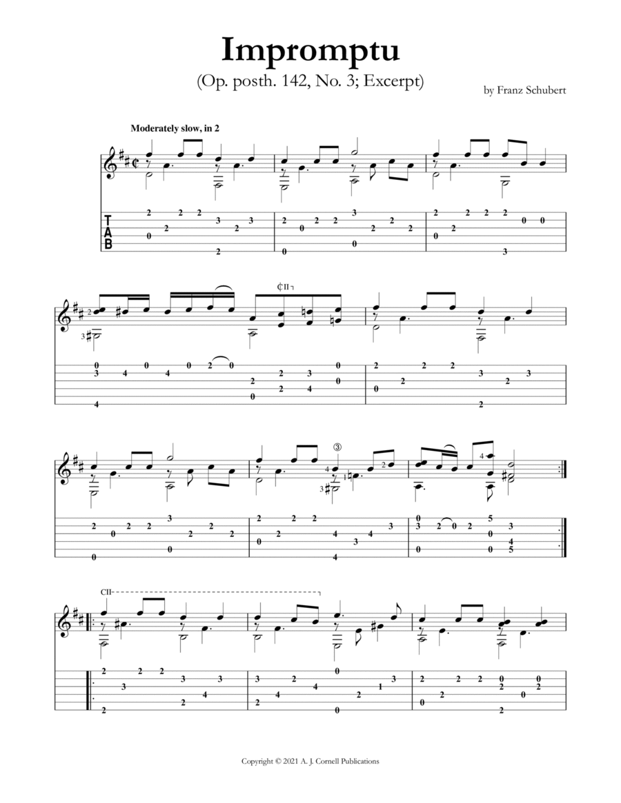 Impromptu (Op. posth. 142, No. 3) Classical Guitar scores gallery preview page 1