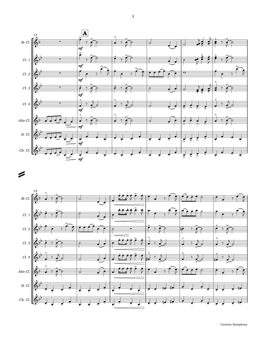 Classic Cartoon Symphony Clarinet Choir scores gallery preview page 6