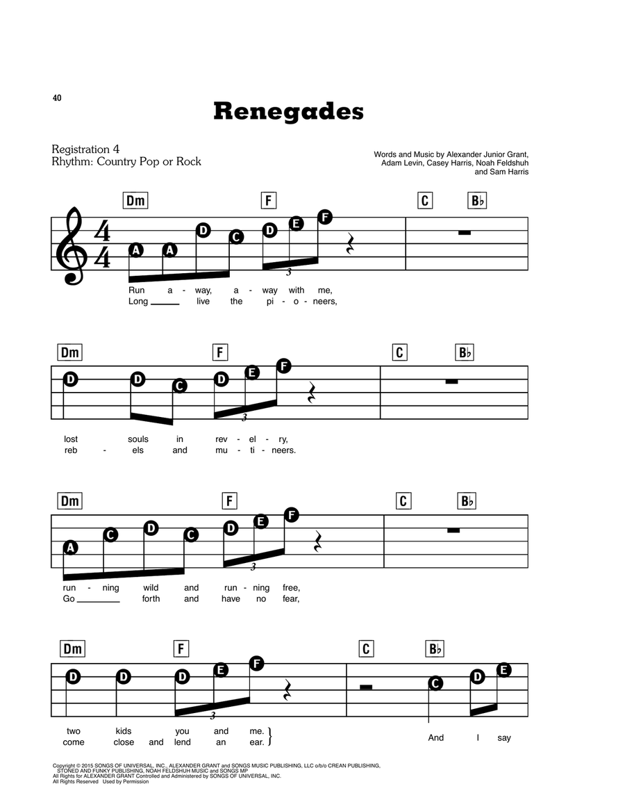 Renegades Electronic Keyboard scores gallery preview page 1