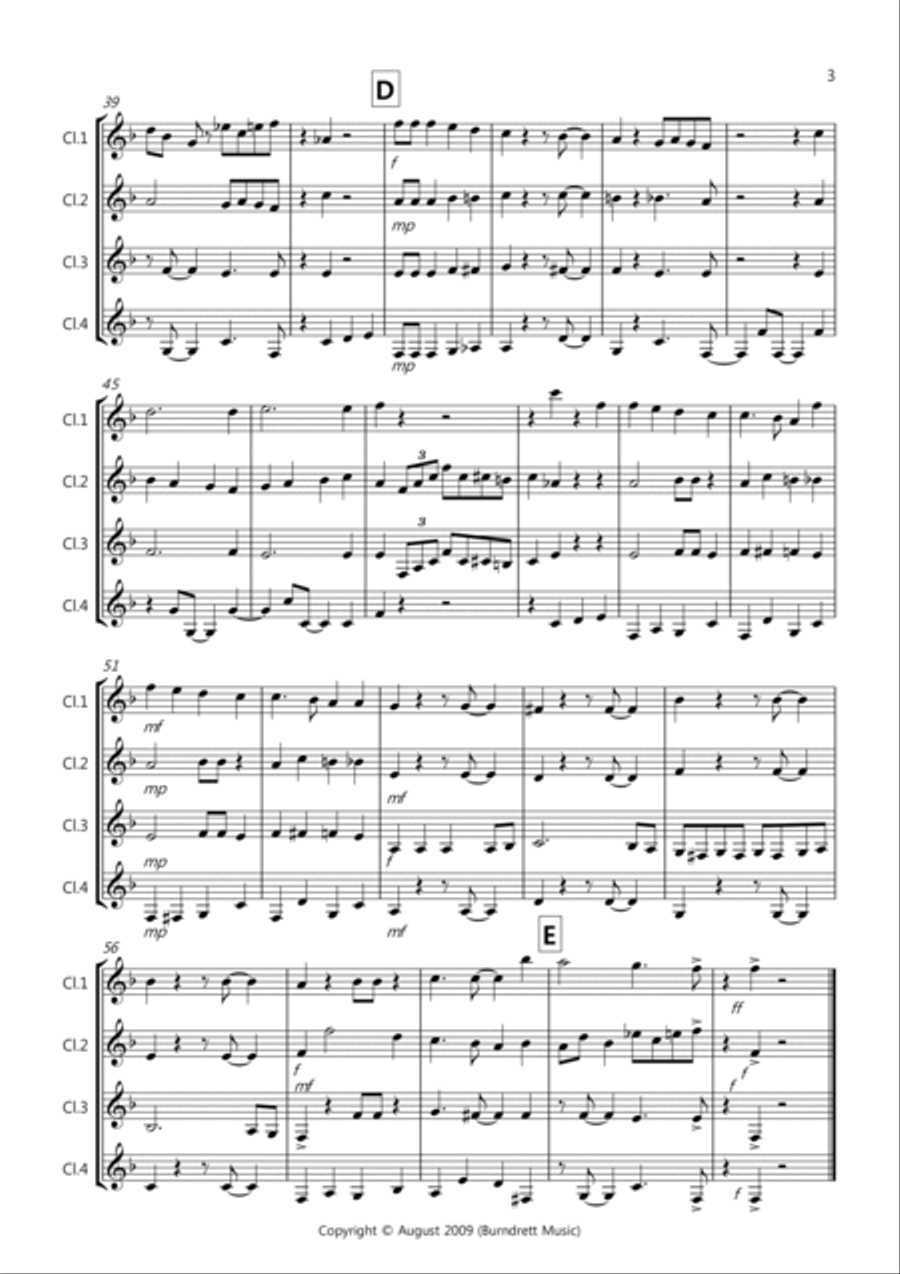Joy To The World (Jazzy Style!) for Clarinet Quartet Clarinet Quartet scores gallery preview page 3