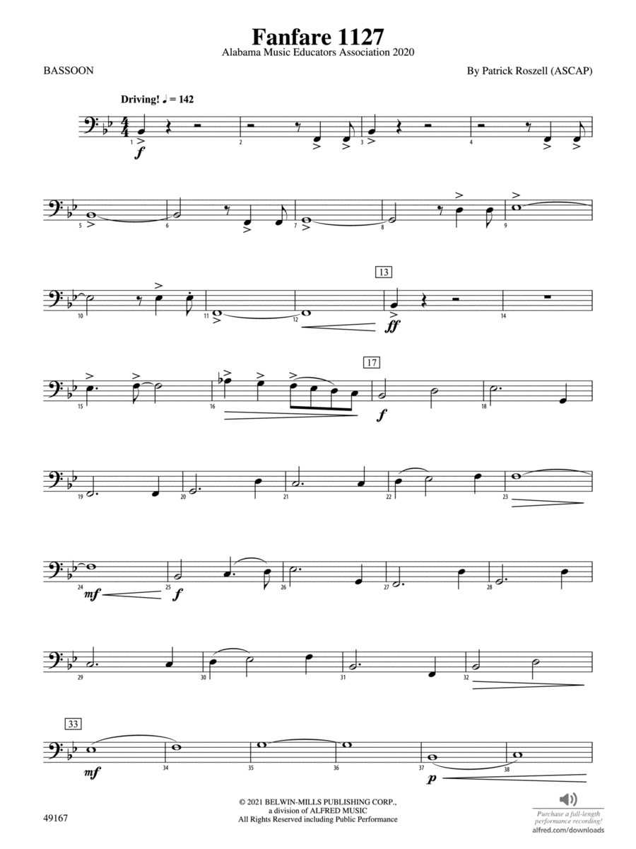 Fanfare 1127: Bassoon Concert Band scores gallery preview page 1
