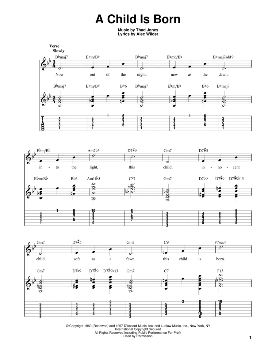 A Child Is Born Electric Guitar scores gallery preview page 1