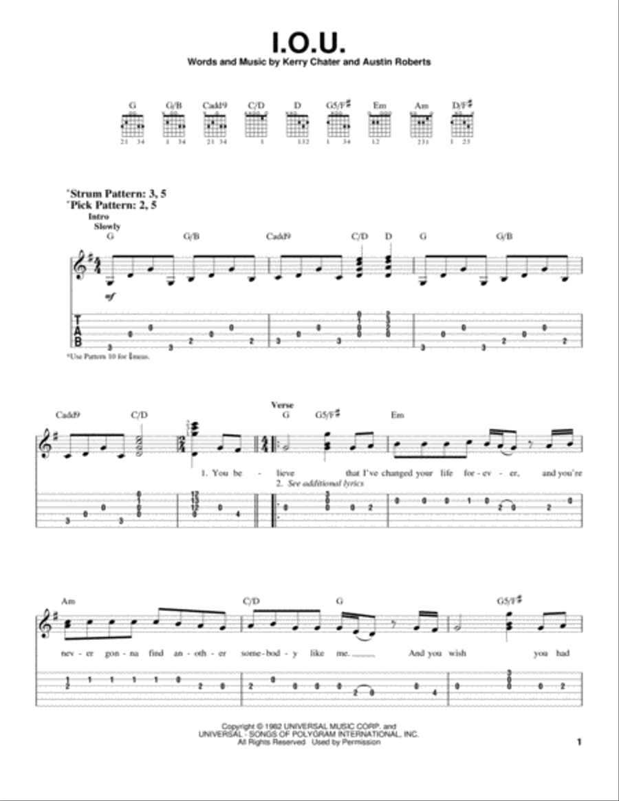 I.O.U. Electric Guitar scores gallery preview page 1