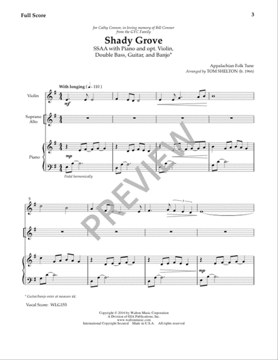 Shady Grove (Full Score and Parts) SSA scores gallery preview page 4