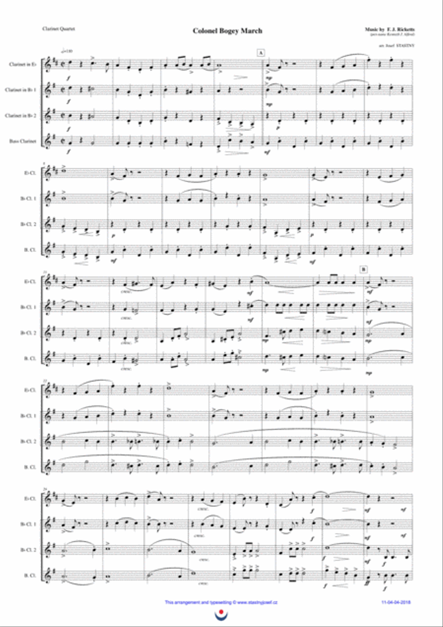 Colonel Bogey March Woodwind Quartet scores gallery preview page 1