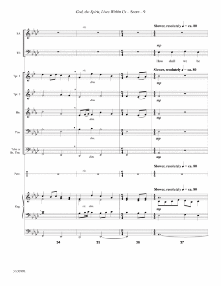 God, the Spirit, Lives Within Us - Brass and Percussion Score and Parts image number null