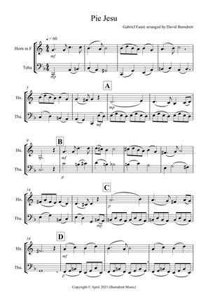 Pie Jesu (from Requiem) for French Horn and Tuba Duet