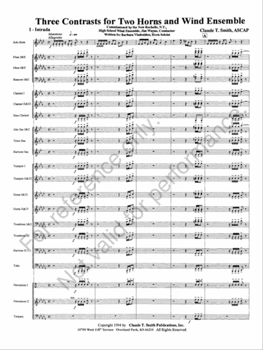 Three Contrasts for Two Horns And Wind Ensemble Concert Band scores gallery preview page 5