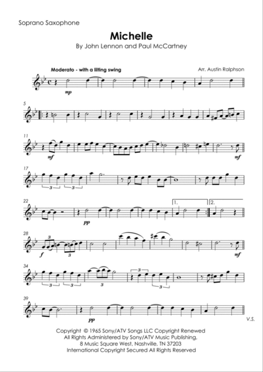 Michelle Michelle Saxophone Quartet scores gallery preview page 3