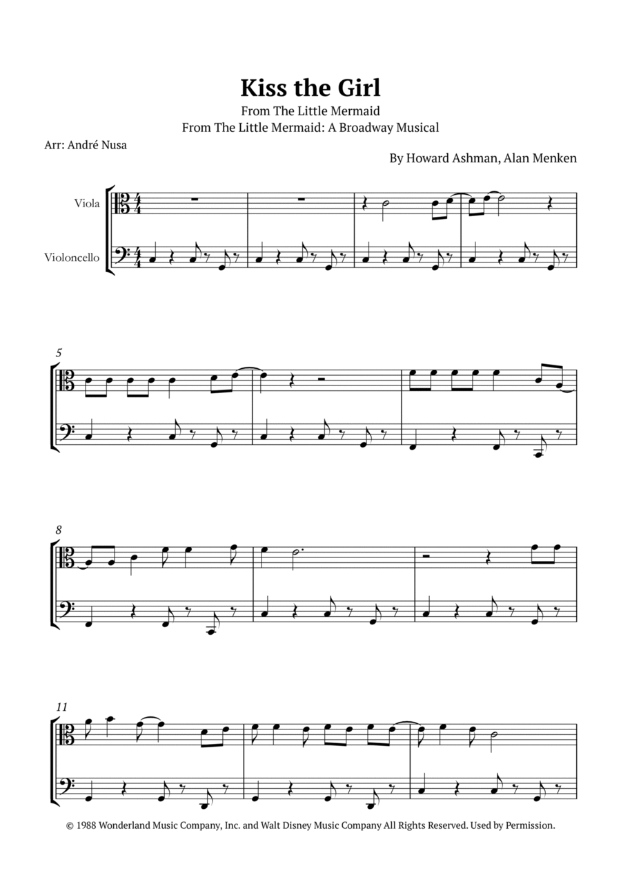Kiss The Girl String Duet scores gallery preview page 1