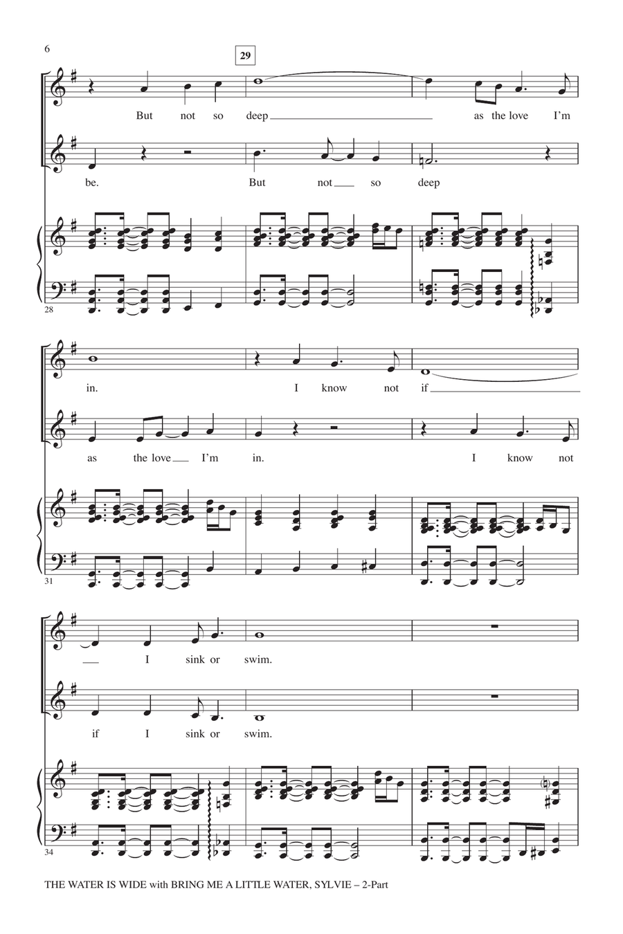 The Water Is Wide (Bring Me A Little Water, Sylvie) 2-Part scores gallery preview page 4
