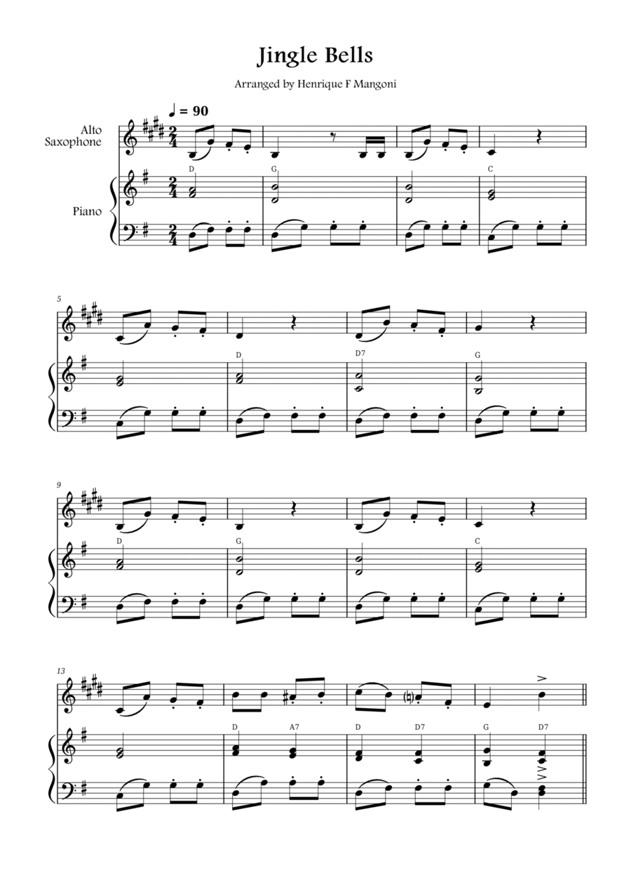 Jingle Bells Alto Saxophone scores gallery preview page 1