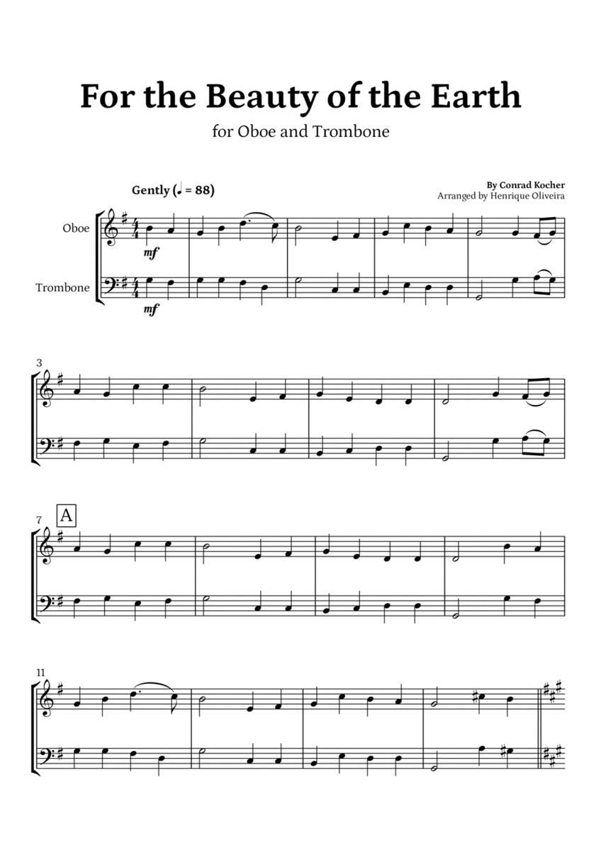 For the Beauty of the Earth (for Oboe and Trombone) - Easter Hymn image number null