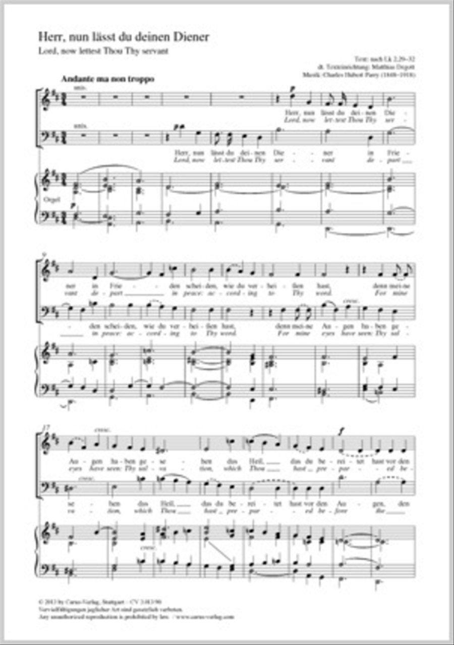 Lord, now lettest thou thy servant 4-Part scores gallery preview page 1