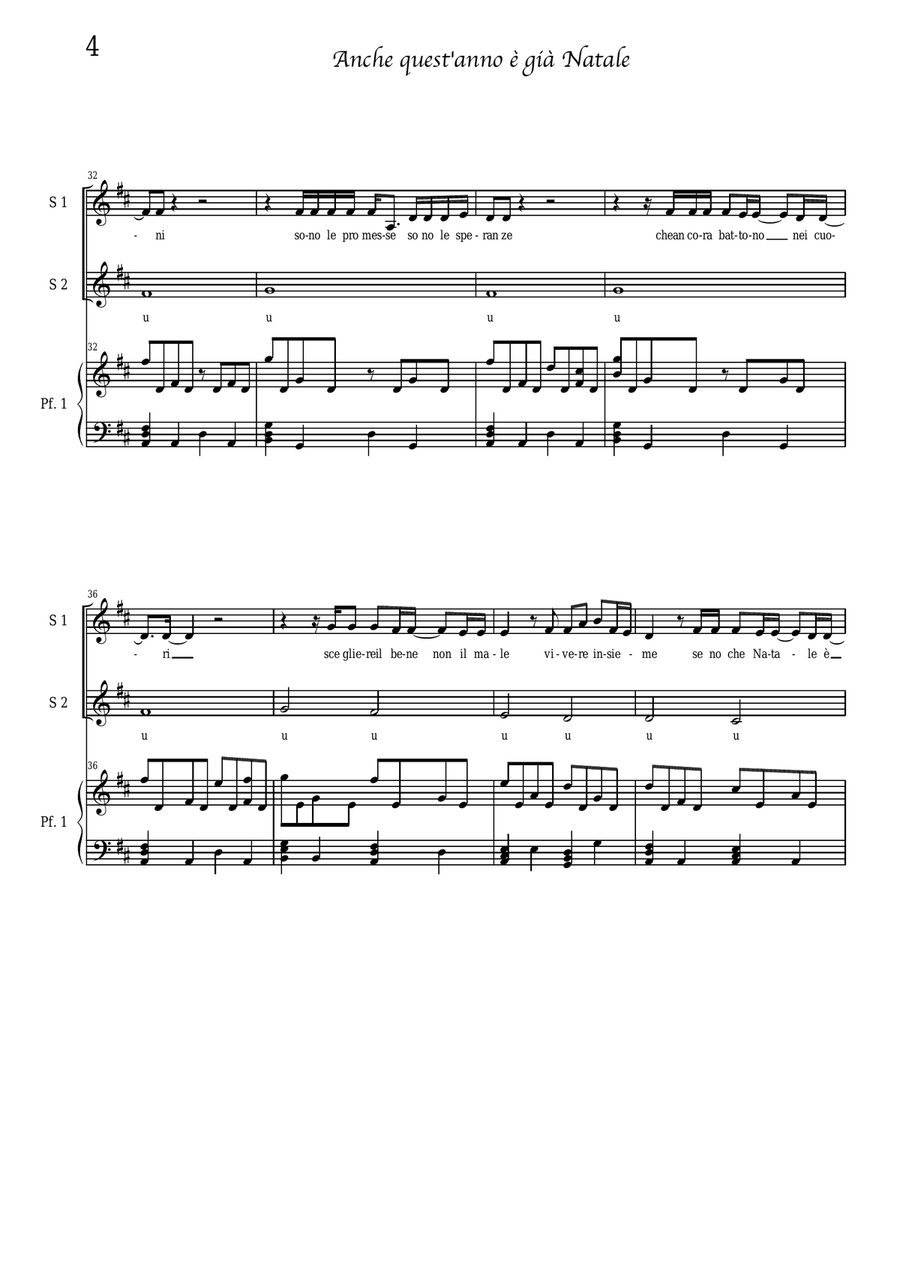 Anche quest'anno è già Natale - coro a 2 voci e piano Choir scores gallery preview page 4