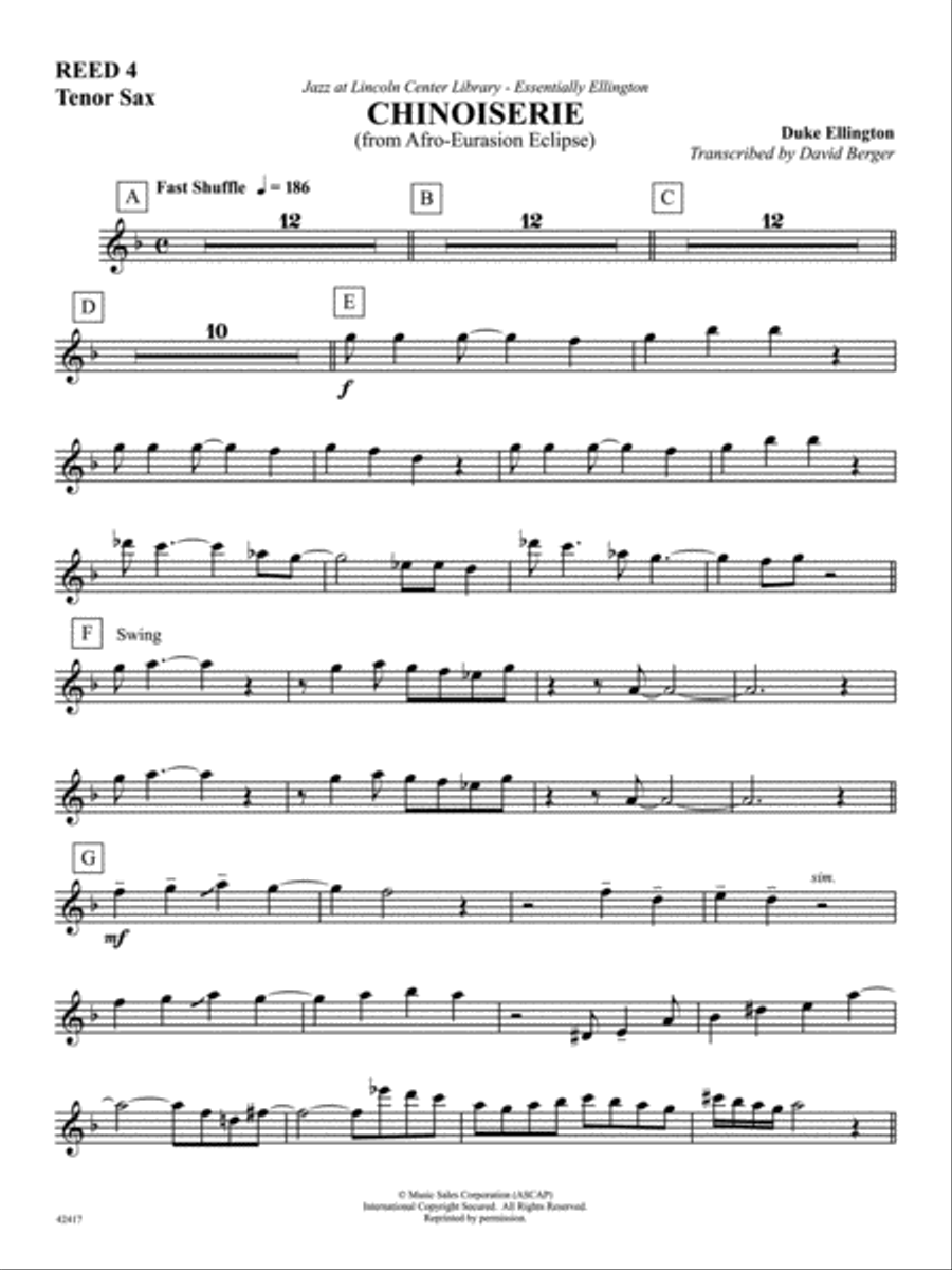 Chinoiserie (from Afro-Euroasian Eclipse): 2nd B-flat Tenor Saxophone