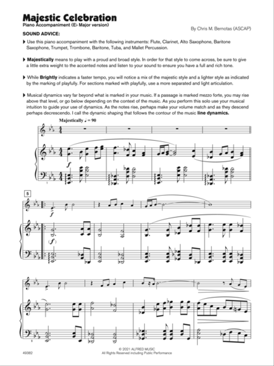 Majestic Celebration (Sound Innovations Soloist, Baritone Sax) Small Ensemble scores gallery preview page 4