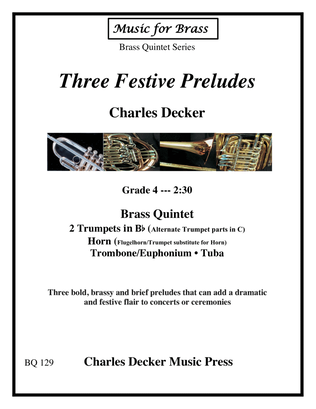 Book cover for Three Festive Preludes for Brass Quintet