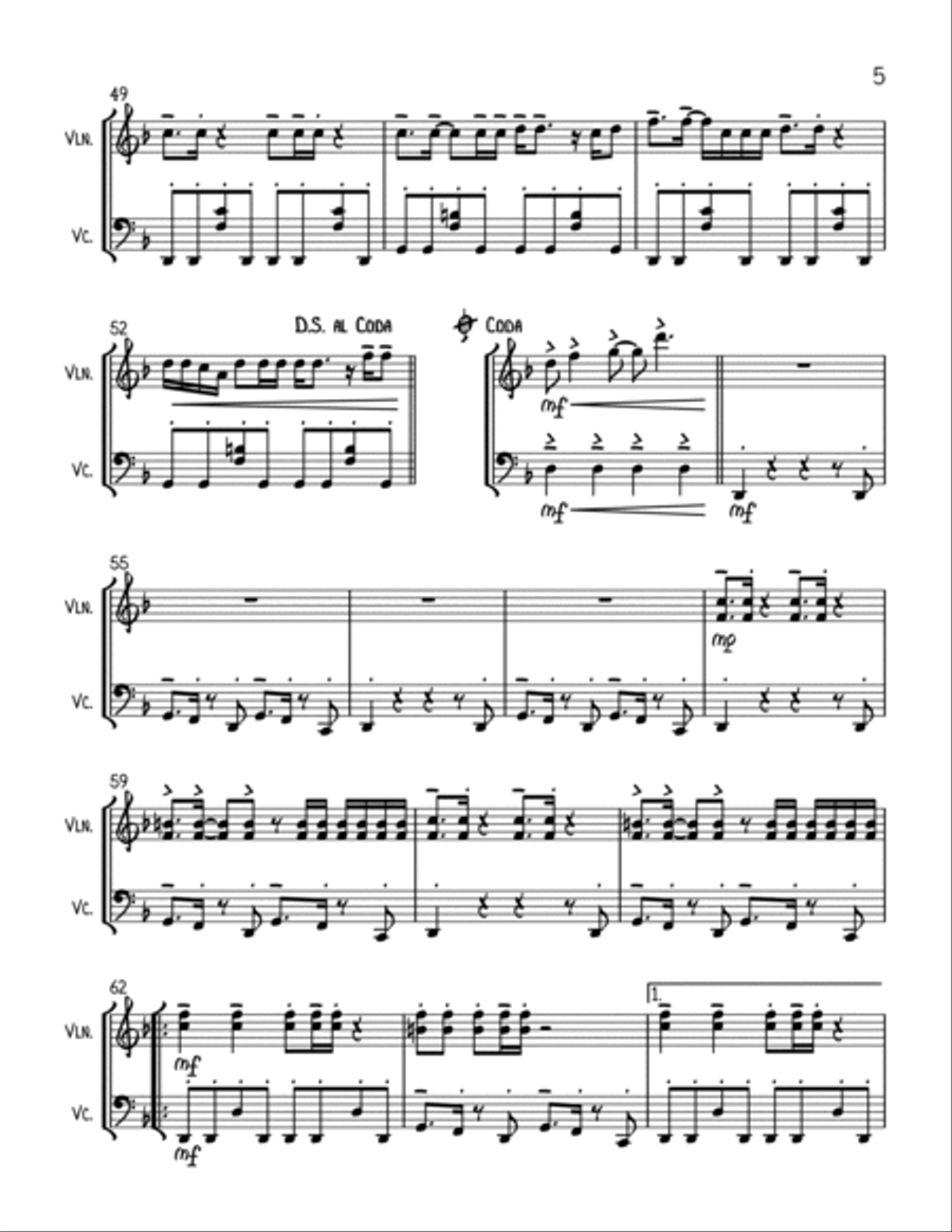 Uptown Funk String Duet scores gallery preview page 5