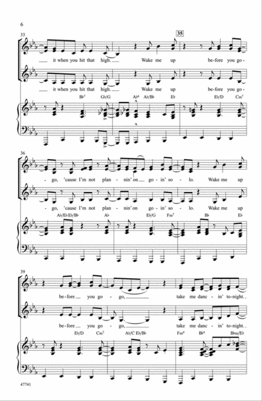 Wake Me Up Before You Go-Go Choir scores gallery preview page 5