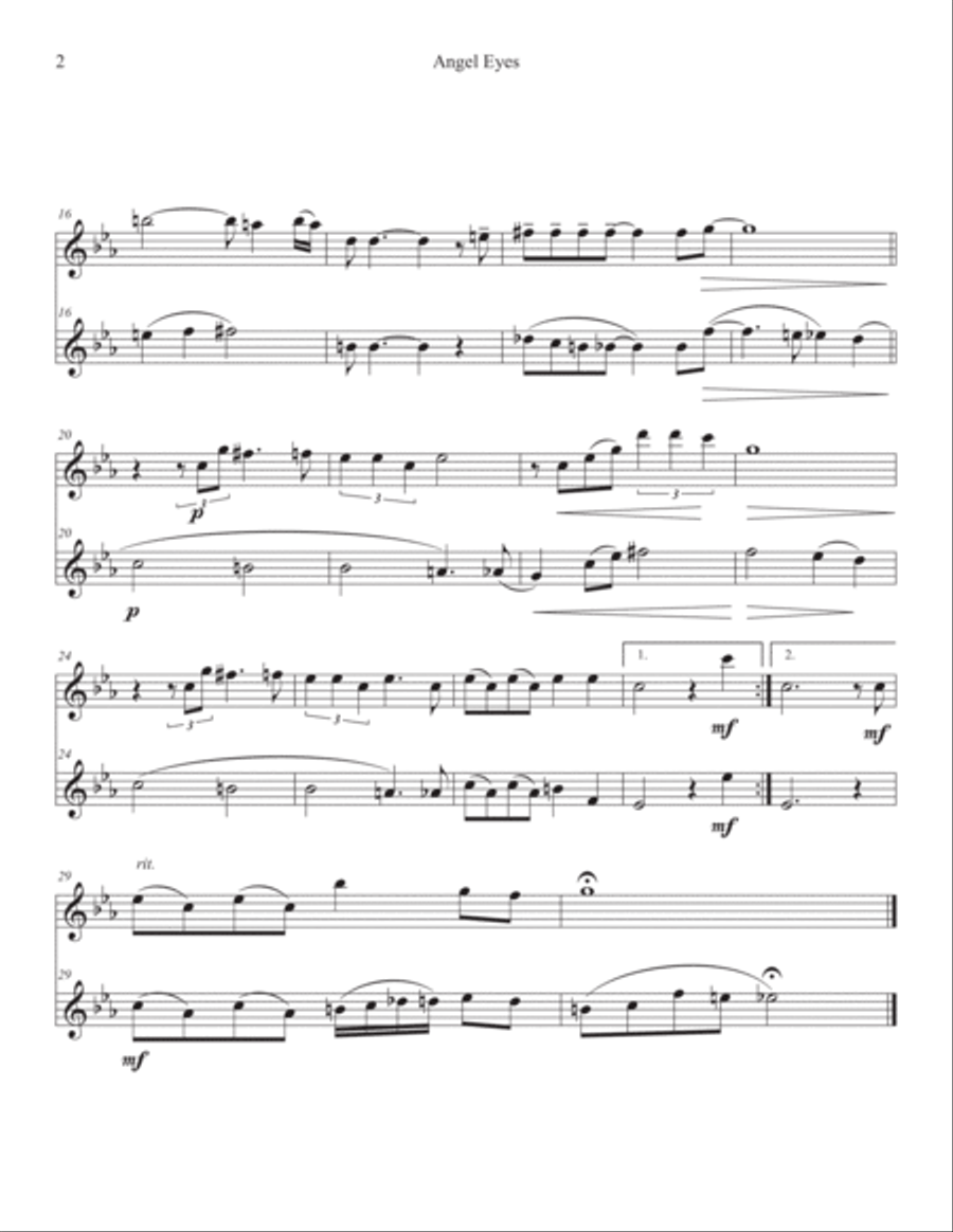 Angel Eyes Tenor Saxophone scores gallery preview page 2