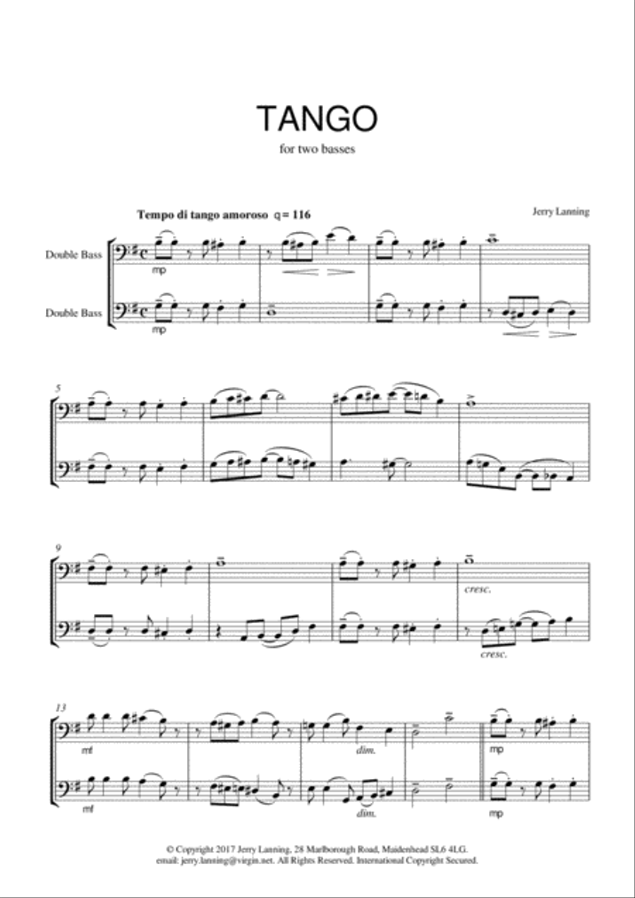 Tango for two basses String Duet scores gallery preview page 1