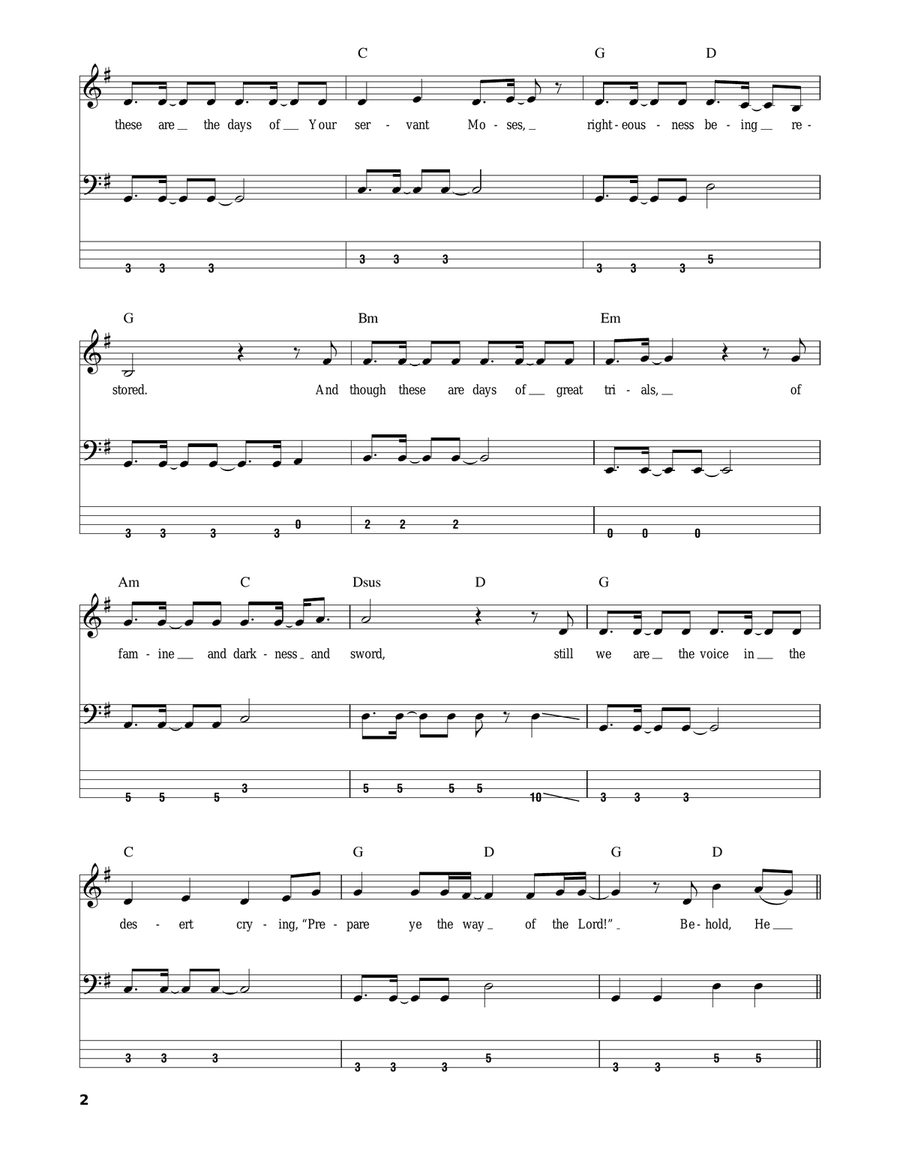 Days Of Elijah Bass Guitar Tablature scores gallery preview page 2