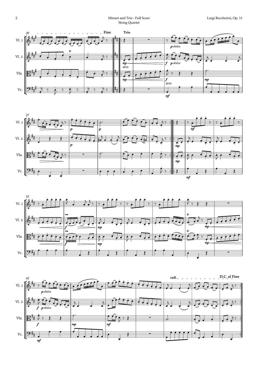 Minuet by Boccherini for String Quartet String Quartet scores gallery preview page 3