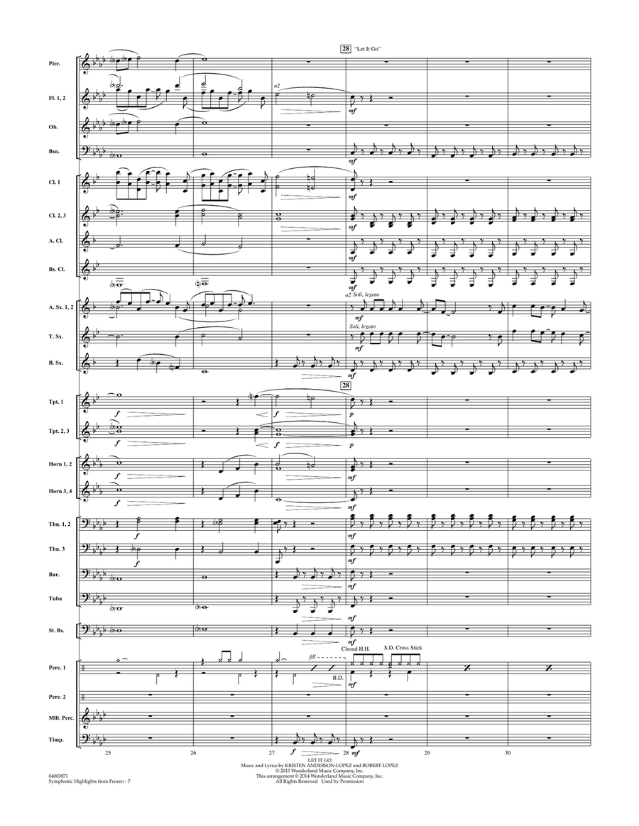 Symphonic Highlights from Frozen - Conductor Score (Full Score) Concert Band scores gallery preview page 6