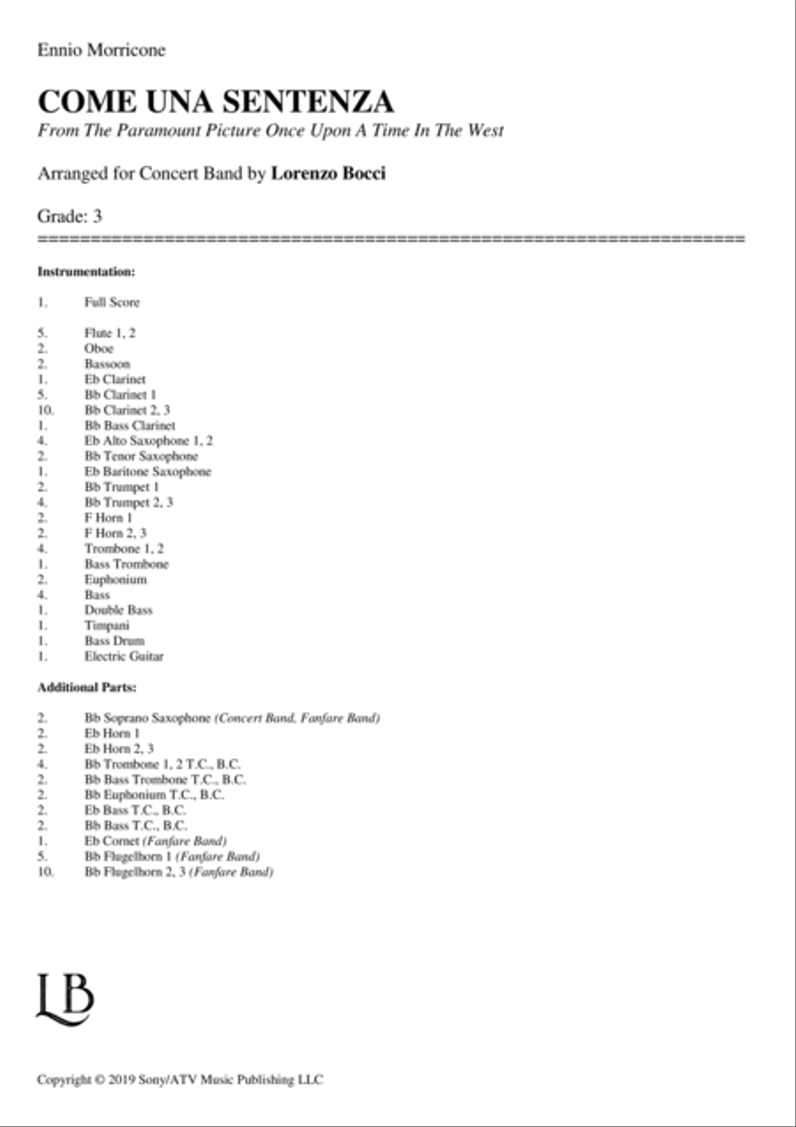 Come Una Sentenza Concert Band scores gallery preview page 2