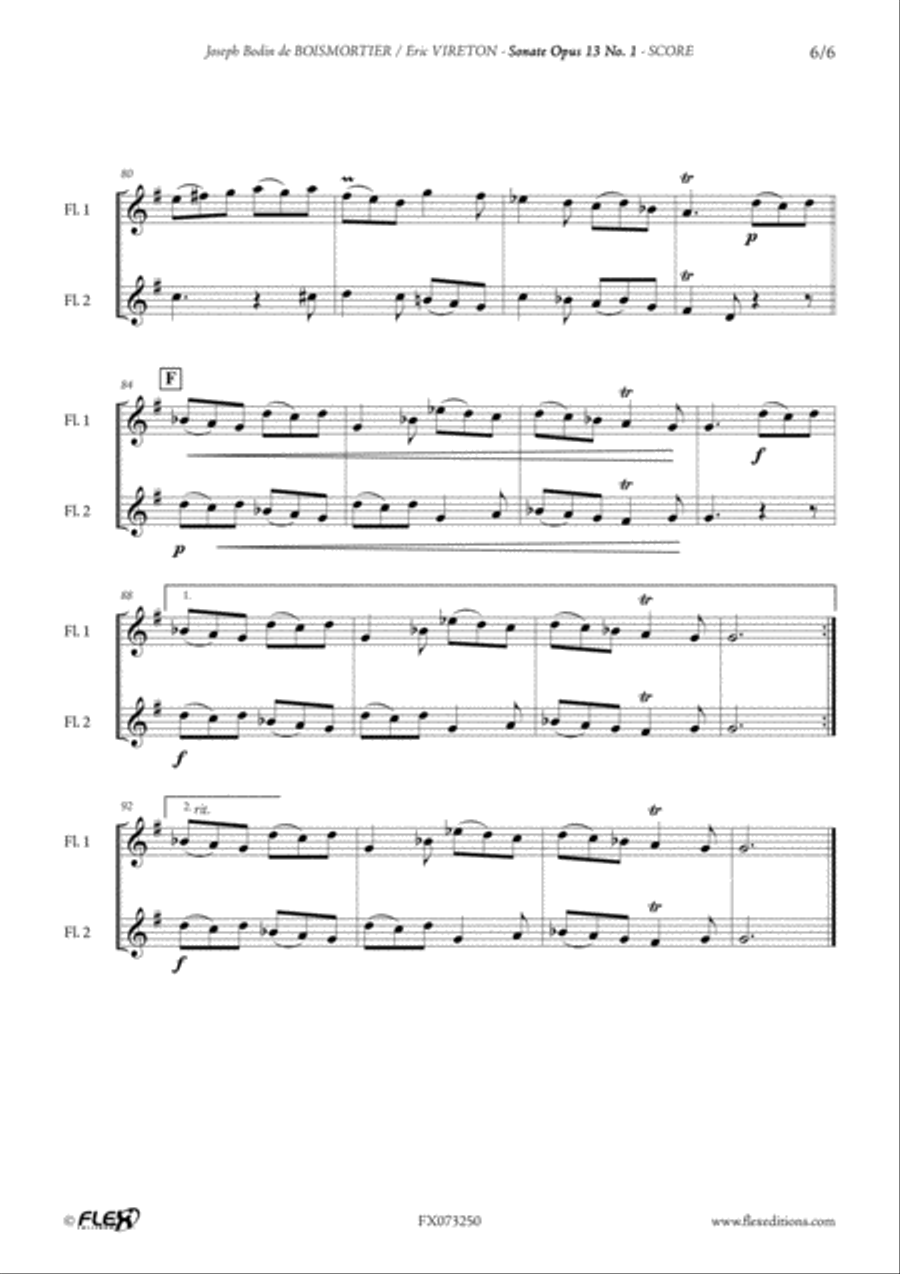 Sonata Opus 13 No. 1 Sonata Opus 13 No. 1 Flute Duet scores gallery preview page 6