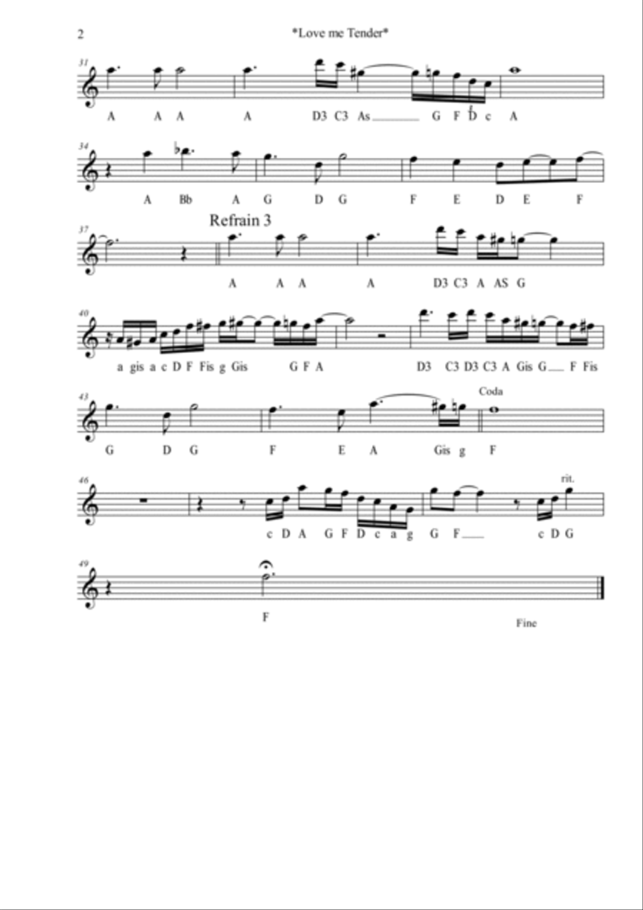 Love Me Tender Clarinet scores gallery preview page 2