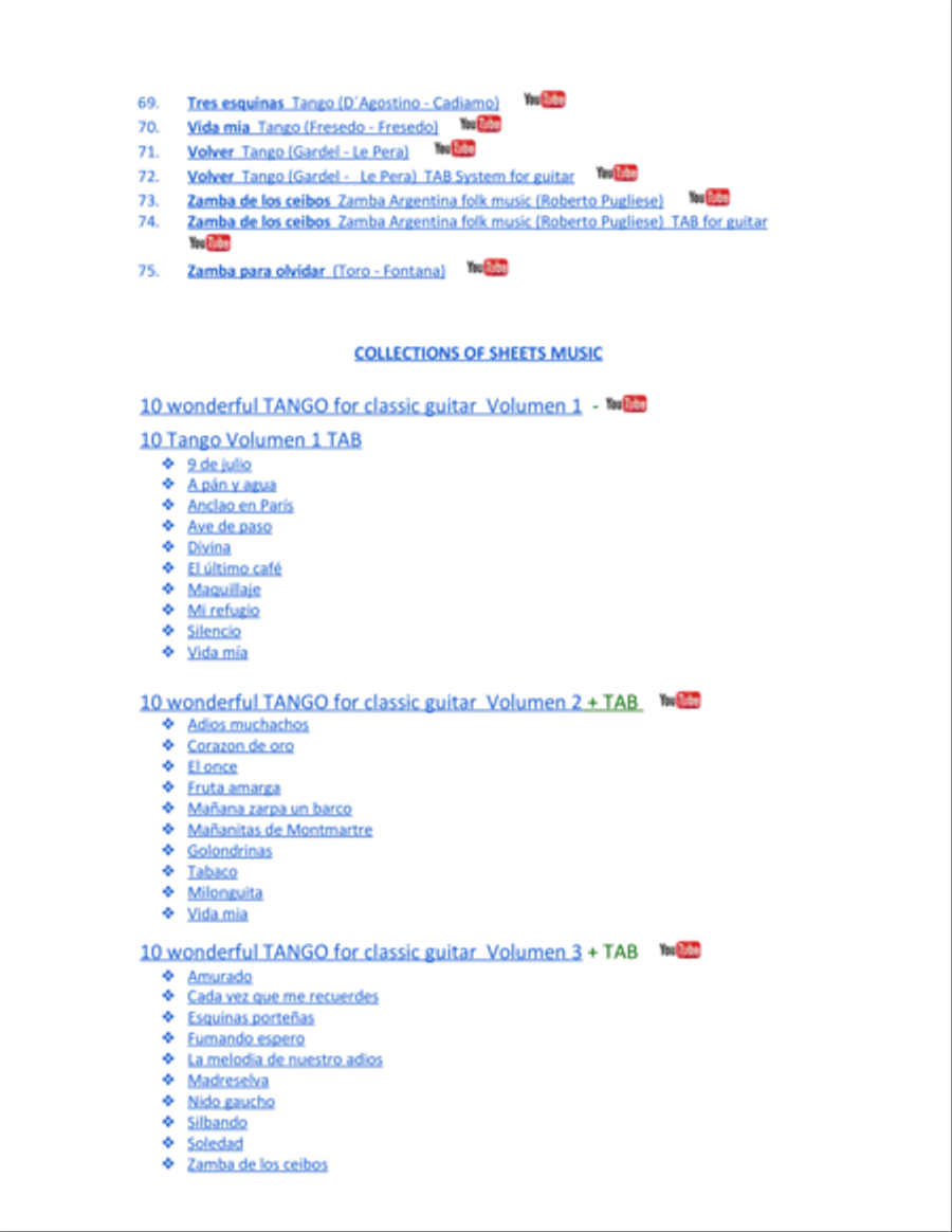 Afiches - Tango (Stampone - Exposito) Classical Guitar scores gallery preview page 6