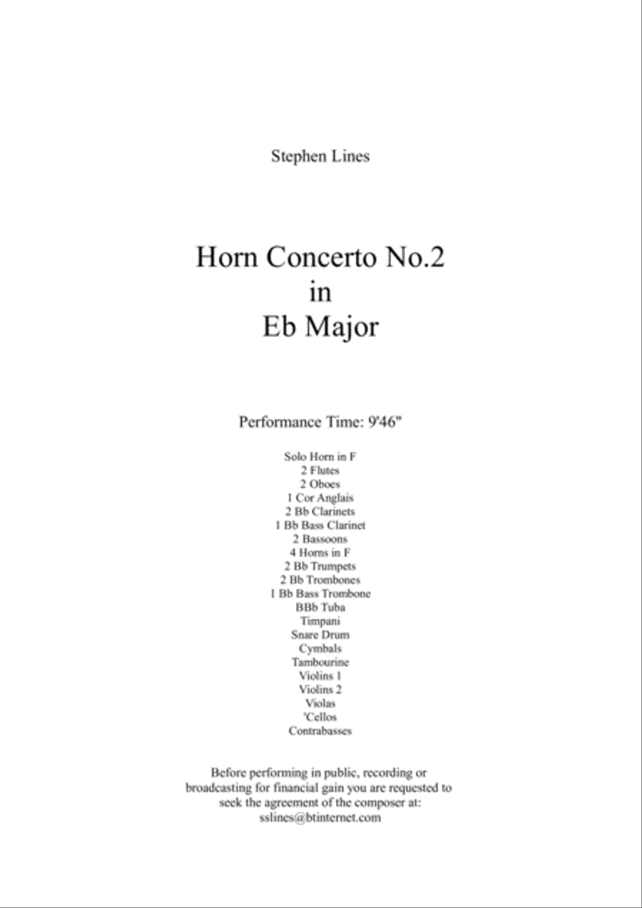 Horn Concerto No. 2 in Eb Major Full Orchestra scores gallery preview page 1