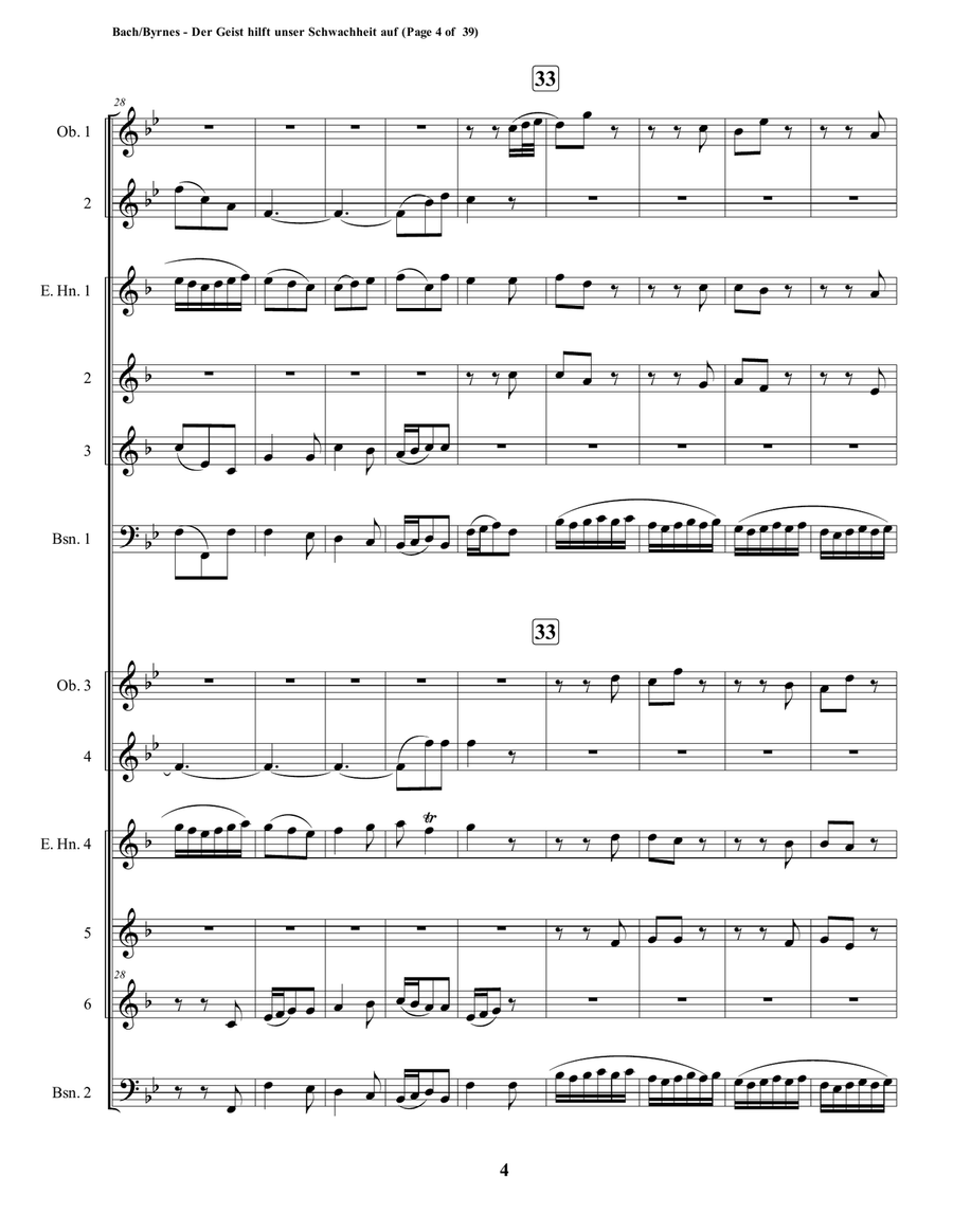 Der Geist hilft unser Schwachheit auf by J.S. Bach for Double Double-reed Choir Clarinet Choir scores gallery preview page 4