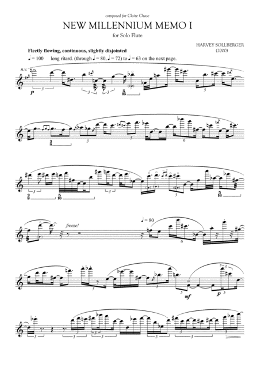 [Sollberger] New Millennium Memo I Flute Solo scores gallery preview page 5