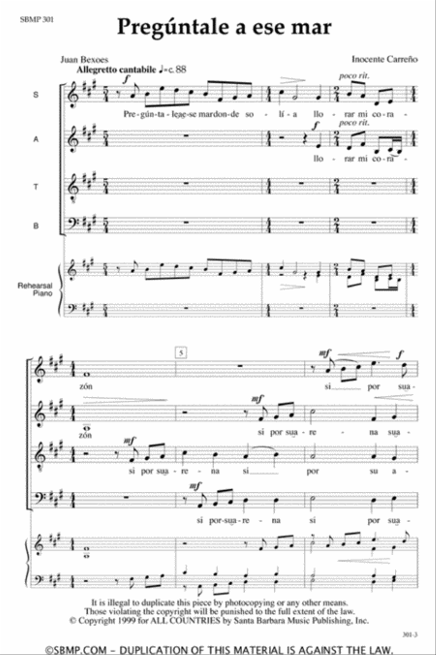 Preguntale a ese mar 4-Part scores gallery preview page 2