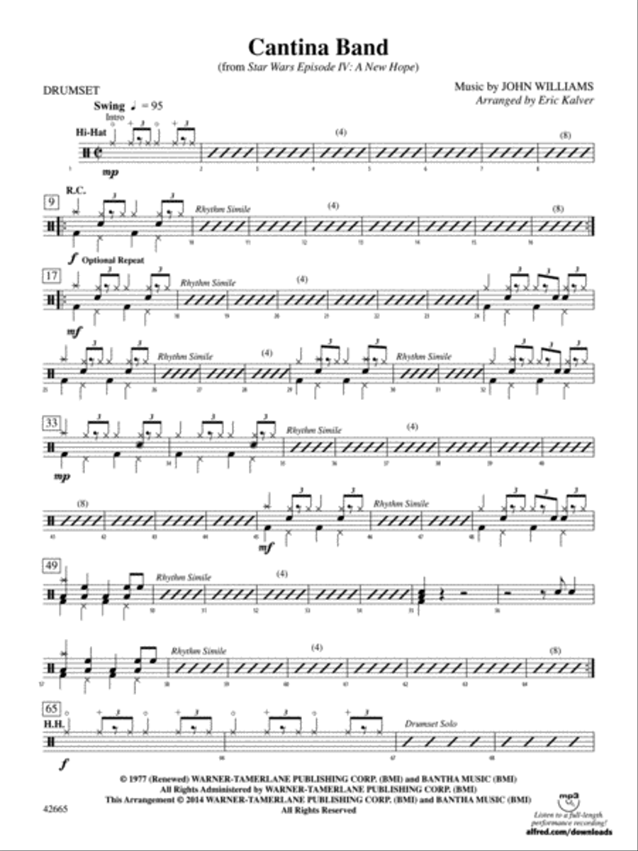 Cantina Band (from Star Wars Episode IV: A New Hope): Drums Percussion Ensemble scores gallery preview page 1