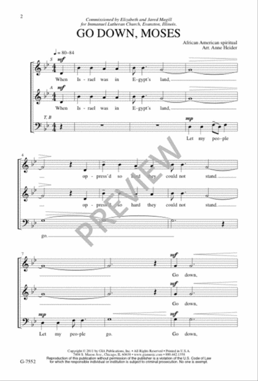 Go Down, Moses 3-Part scores gallery preview page 2
