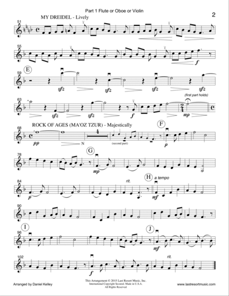 Hanukkah for String Trio (2 Violins & Cello) Set of 3 Parts Small Ensemble scores gallery preview page 3