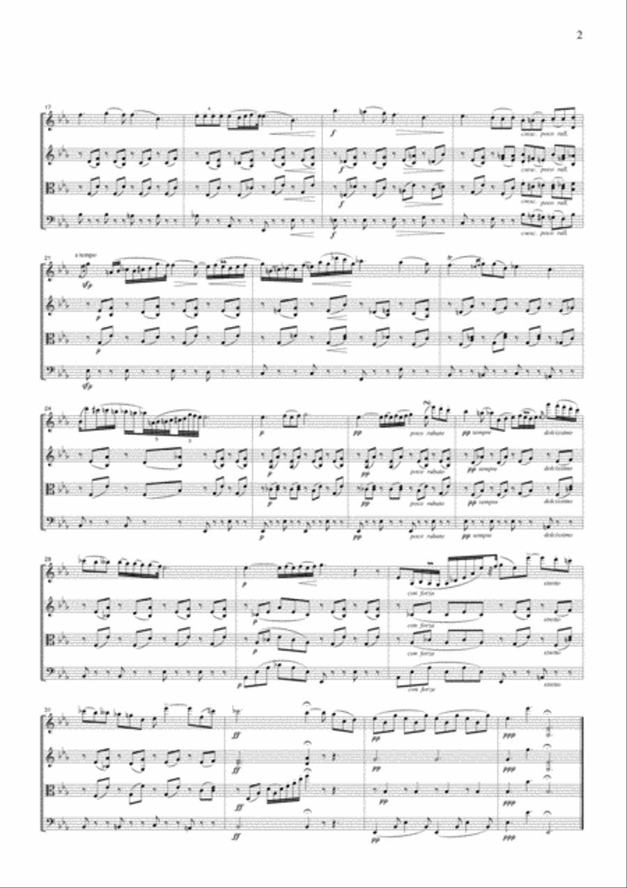 Chopin Nocturne Op.9, No.2 , for string quartet, CC004 String Quartet scores gallery preview page 2
