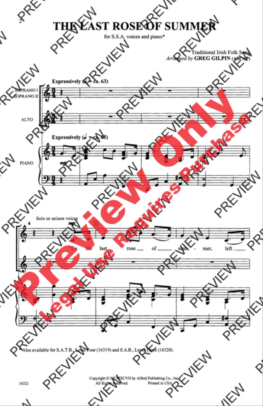 The Last Rose of Summer Women's Choir scores gallery preview page 2